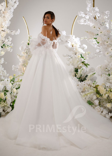 Luxusné kvetované svadobné šaty RT2318 - primestyle.sk