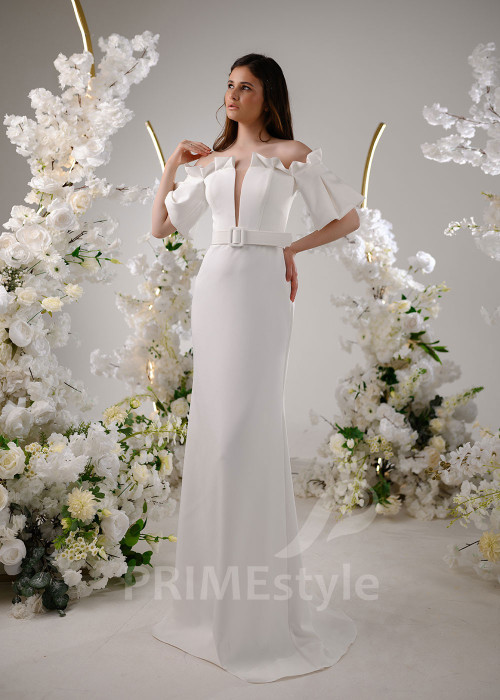 Jednoduché úzke svadobné šaty RT2319