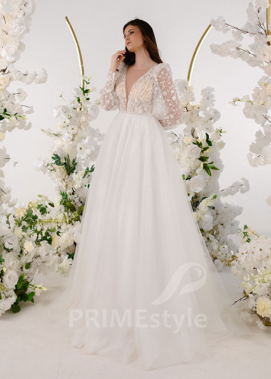 Luxusné trblietavé svadobné šaty RT2321