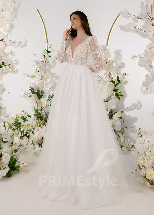 Luxusné trblietavé svadobné šaty RT2321