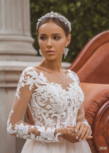 Tylové svadobné šaty s čipkovaným korzetom RC2026 | PRIMESTYLE.SK