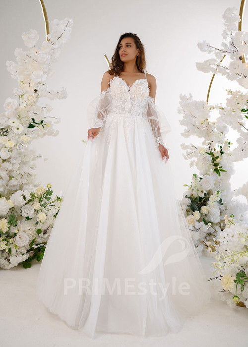 Luxusné kvetované svadobné šaty RT2323