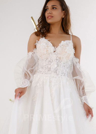 Luxusné kvetované svadobné šaty RT2323 - primestyle.sk