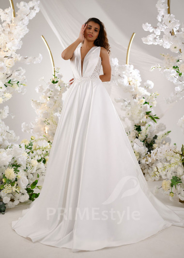 Extravagantné saténové svadobné šaty RT2325