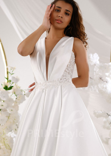 Extravagantné saténové svadobné šaty RT2325 - primestyle.sk