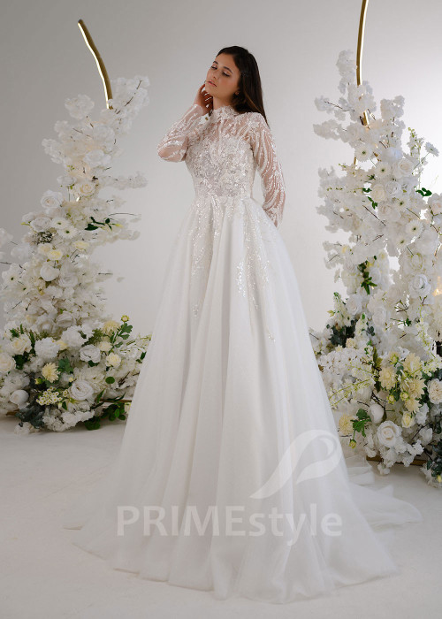 Luxusné trblietavé svadobné šaty RT2326