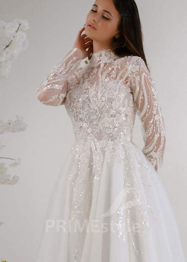 Luxusné trblietavé svadobné šaty RT2326 - primestyle.sk