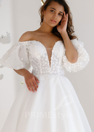 Jednoduché princeznovské svadobné šaty RT2327 - primestyle.sk