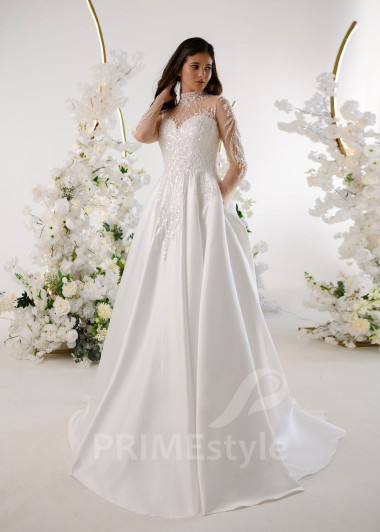 Elegantné trblietavé svadobné šaty RT2328