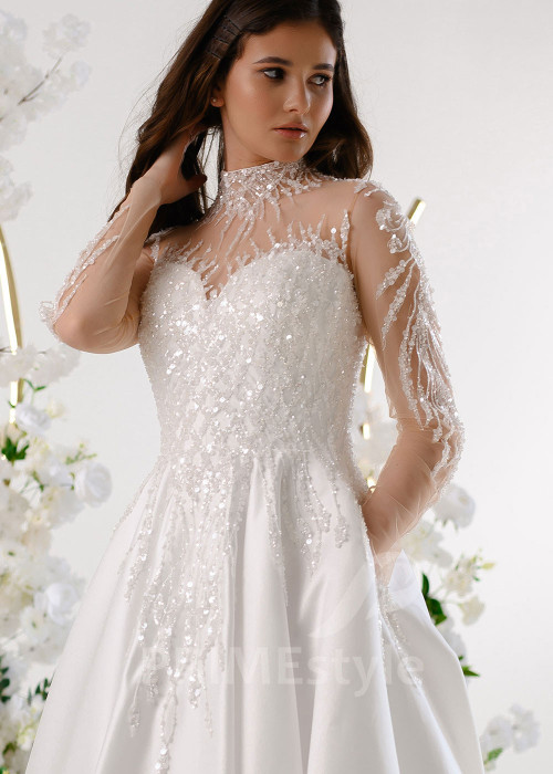 Elegantné trblietavé svadobné šaty RT2328