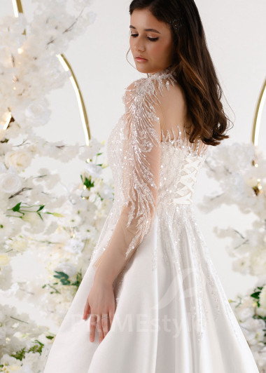 Elegantné trblietavé svadobné šaty RT2328 - primestyle.sk