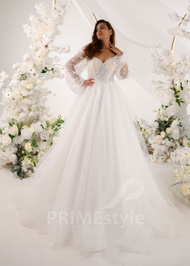 Luxusné trblietavé svadobné šaty RT2329