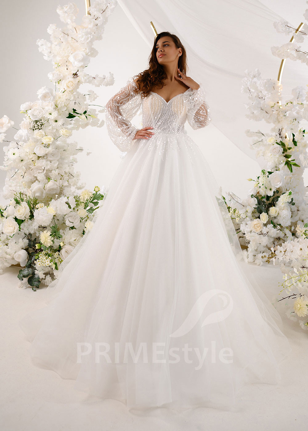 Luxusné trblietavé svadobné šaty RT2329