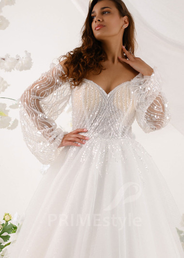 Luxusné trblietavé svadobné šaty RT2329 - primestyle.sk