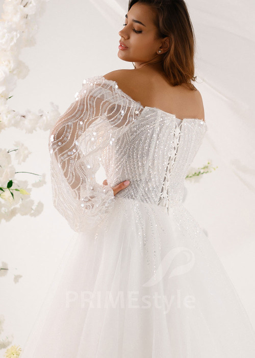 Luxusné trblietavé svadobné šaty RT2329