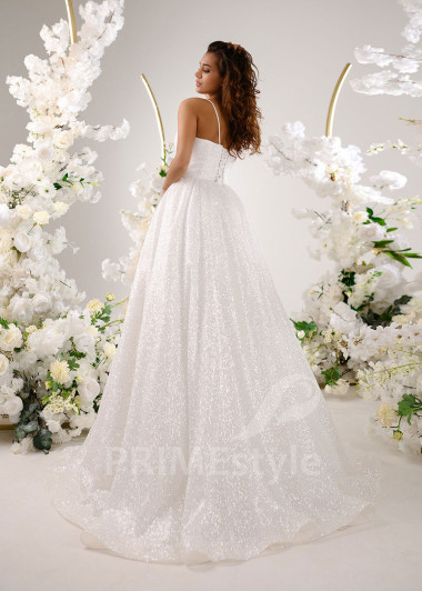 Jednoduché svadobné šaty na ramienka RT2330 - primestyle.sk