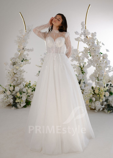 Luxusné trblietavé svadobné šaty RT2331