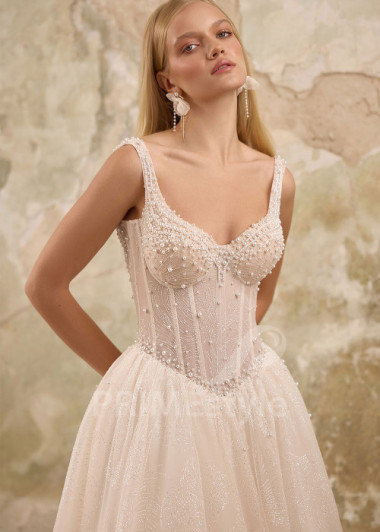 Moderné svadobné šaty na ramienka RS1256 | PRIMESTYLE.SK