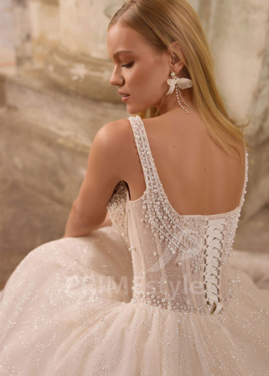 Moderné svadobné šaty na ramienka RS1256 | PRIMESTYLE.SK