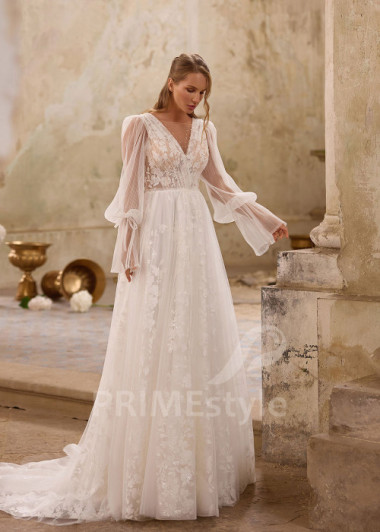 Romantické celočipkované svadobné šaty RS1257