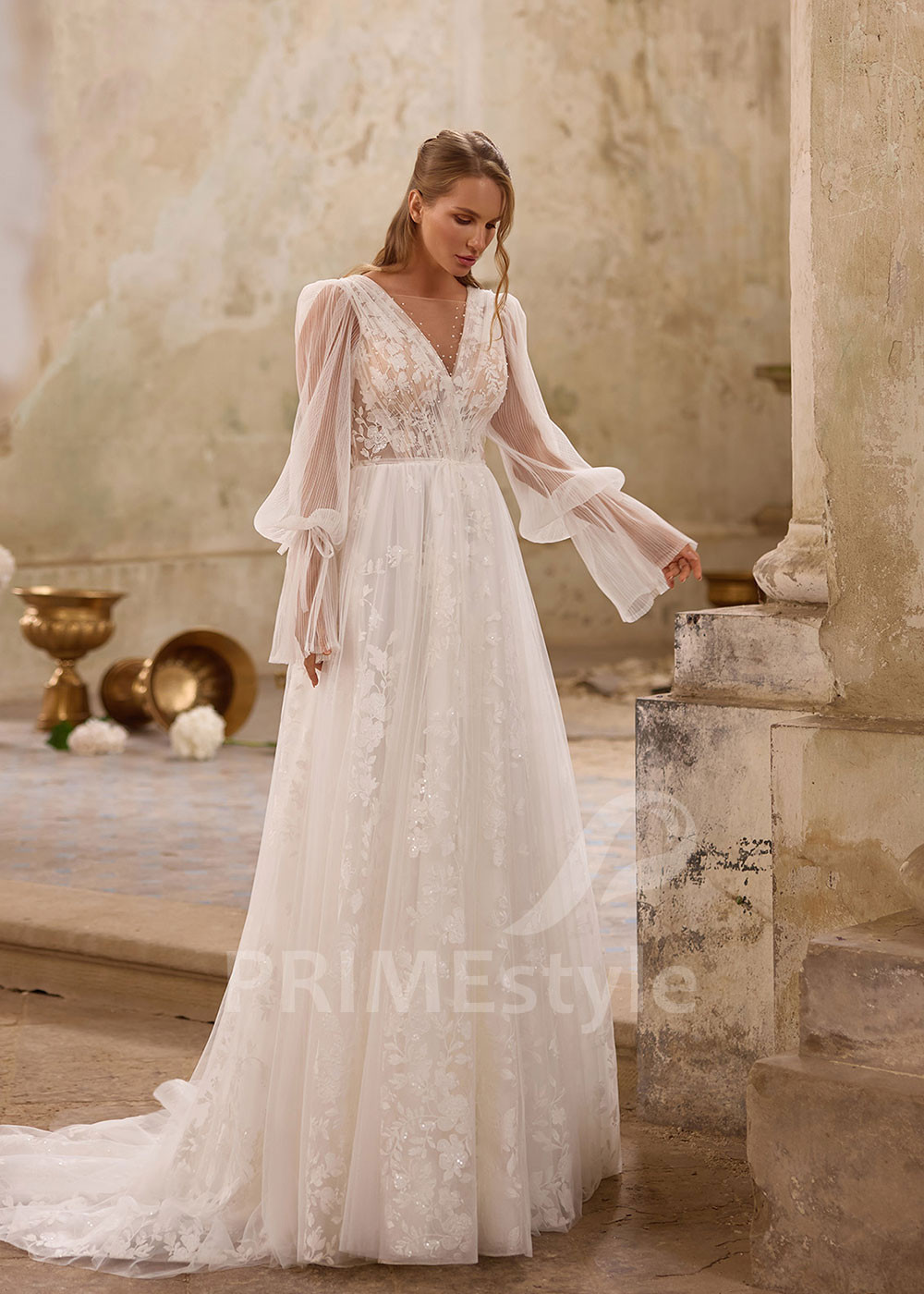 Romantické celočipkované svadobné šaty RS1257