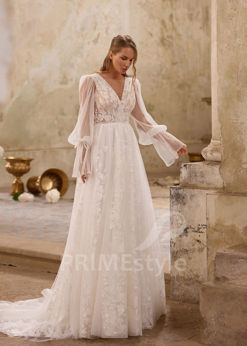 Romantické celočipkované svadobné šaty RS1257