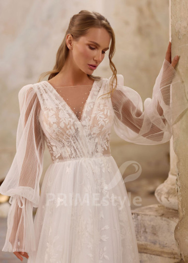 Romantické celočipkované svadobné šaty RS1257 | PRIMESTYLE.SK