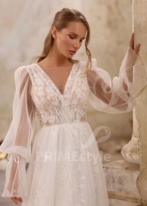 Romantické celočipkované svadobné šaty RS1257