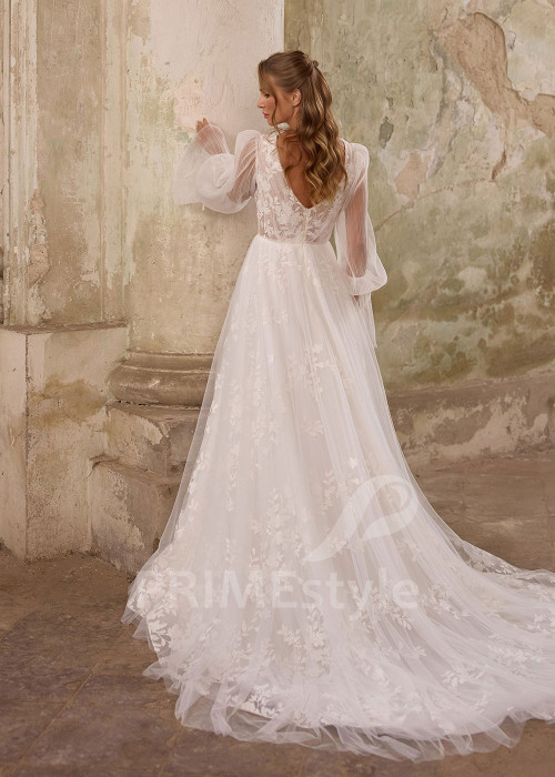 Romantické celočipkované svadobné šaty RS1257