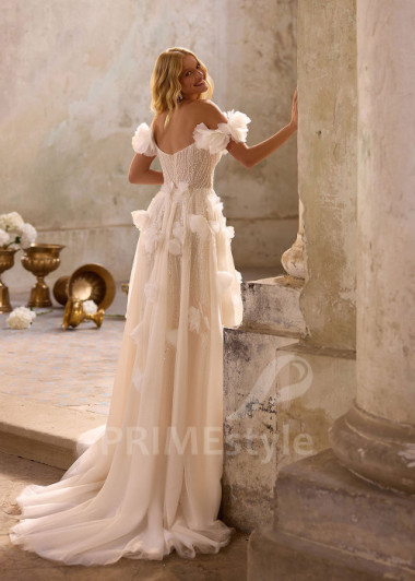 Luxusné svadobné šaty s 3D kvetmi RS1258 | PRIMESTYLE.SK