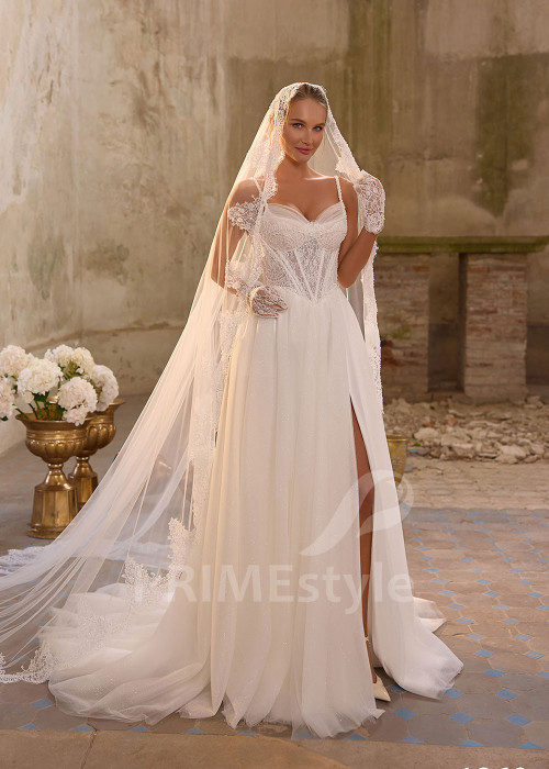 Sexy svadobné šaty na ramienka RS1260