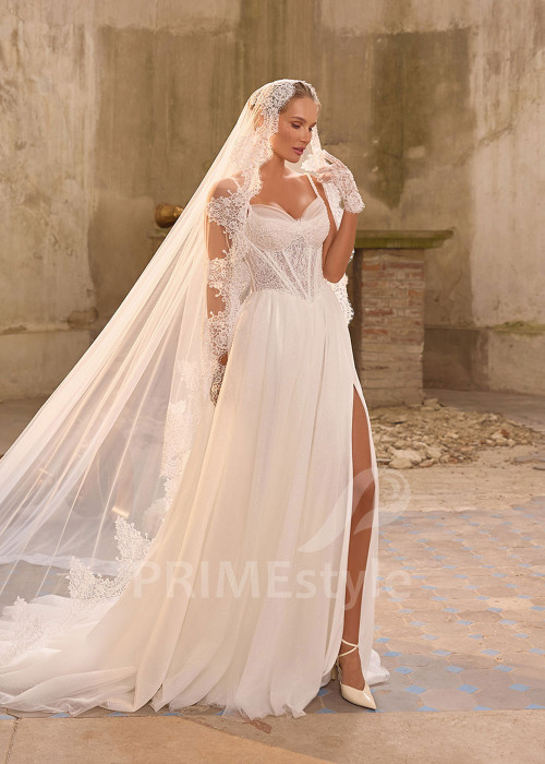 Sexy svadobné šaty na ramienka RS1260