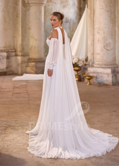 Exkluzívne svadobné šaty so šifónovým plášťom RS1261 | PRIMESTYLE.SK