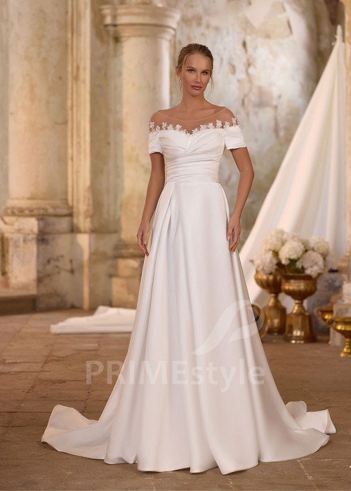 Elegantné svadobné šaty so spadnutými ramienkami RS1263