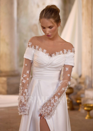 Elegantné svadobné šaty so spadnutými ramienkami RS1263 | PRIMESTYLE.SK