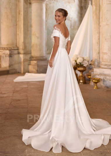 Elegantné svadobné šaty so spadnutými ramienkami RS1263 | PRIMESTYLE.SK