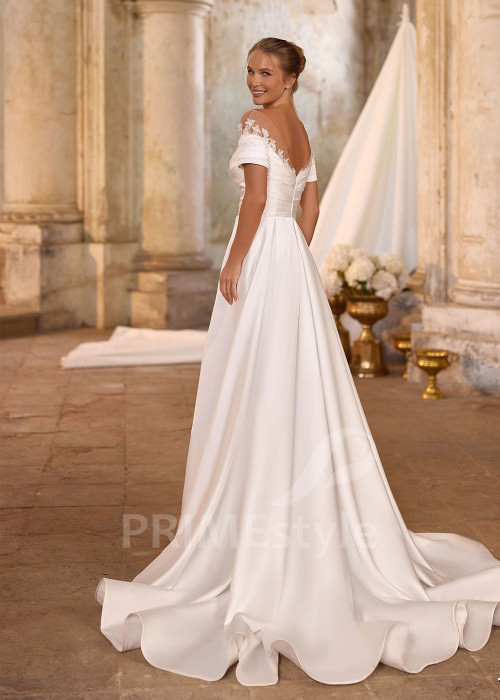 Elegantné svadobné šaty so spadnutými ramienkami RS1263