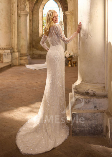 Luxusné svadobné šaty s odopínateľnou saténovou vlečkou RS1264 | PRIMESTYLE.SK