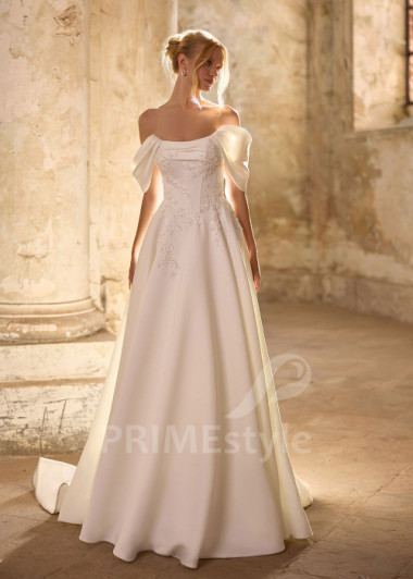 Elegantné svadobné šaty so spadnutými ramienkami RS1267