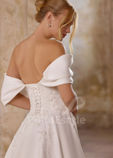 Elegantné svadobné šaty so spadnutými ramienkami RS1267 | PRIMESTYLE.SK