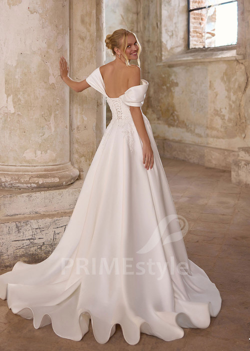 Elegantné svadobné šaty so spadnutými ramienkami RS1267