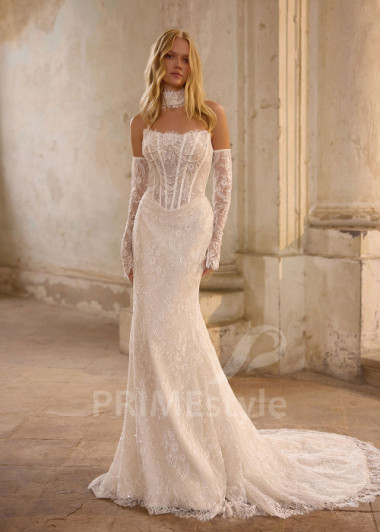 Moderné svadobné šaty s odopínateľnou tylovou vlečkou RS1270