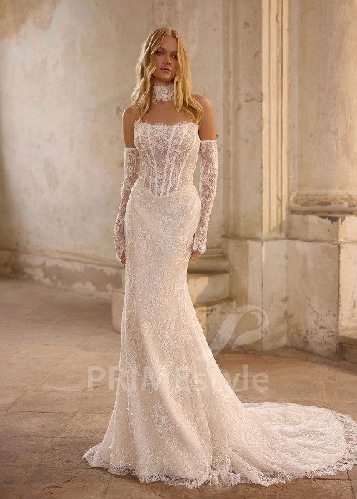 Moderné svadobné šaty s odopínateľnou tylovou vlečkou RS1270