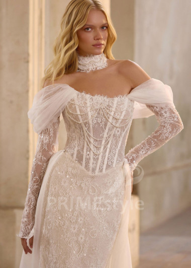 Moderné svadobné šaty s odopínateľnou tylovou vlečkou RS1270 | PRIMESTYLE.SK