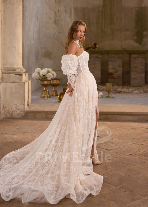 Princeznovské svadobné šaty s odopínateľnou saténovou vlečkou RS1271