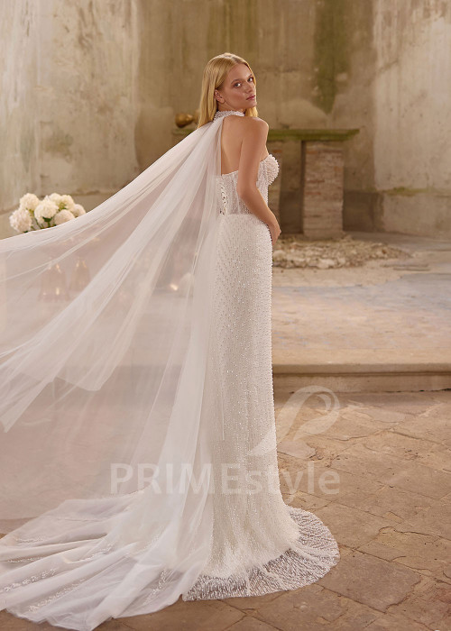 Extravagantné svadobné šaty so samostatnými rukávmi RS1272