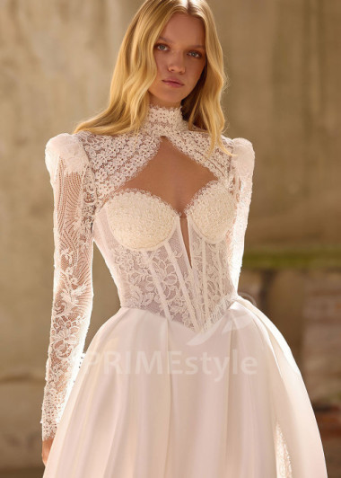 Extravagantné dvojdielne svadobné šaty s čipkovaným bolerkom RS1275 | PRIMESTYLE.SK
