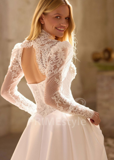 Extravagantné dvojdielne svadobné šaty s čipkovaným bolerkom RS1275 | PRIMESTYLE.SK