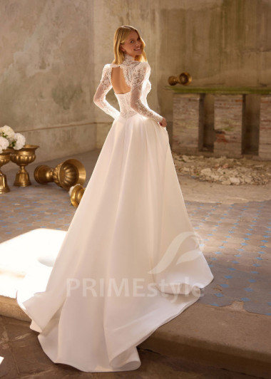 Extravagantné dvojdielne svadobné šaty s čipkovaným bolerkom RS1275 | PRIMESTYLE.SK