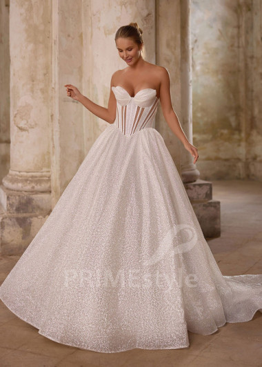 Moderné svadobné šaty s trblietavou sukňou RS1276 | PRIMESTYLE.SK